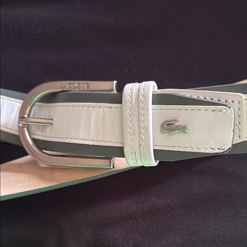 Lacoste Men’s White Leather Belt